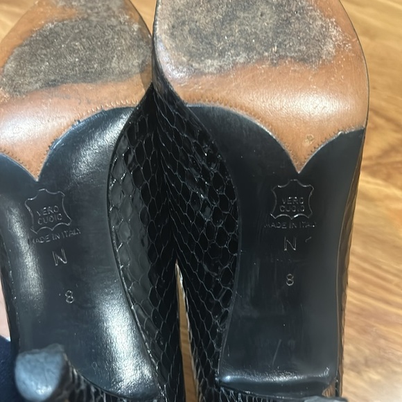 YSL Snakeskin Black Classic Pump 3” Heel Vintage Size 8  Made In Italy - Picture 11 of 12